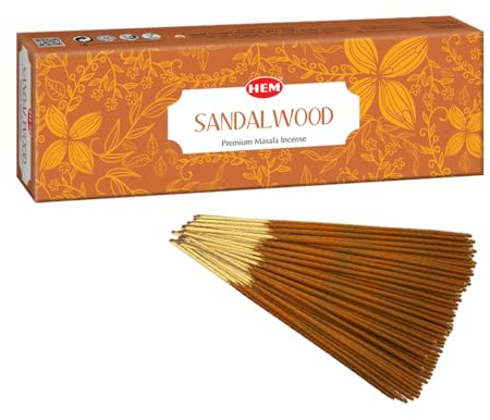 HEM Premium Sandalwood Masala Incense Sticks | Soothing Aroma, Air Purifier for Meditation | Aromatherapy Incense for Anxiety & Stress Relief | Gift Set | Pack of 100 GMS