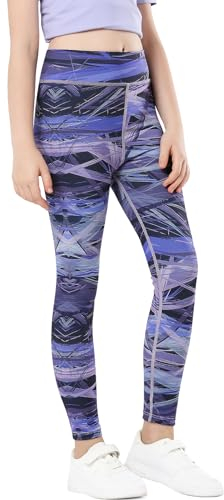 Domee Mädchen Sport Leggings Sporthose Turnhose Gymnastik Fitness Bunte Lila 122-128 (Herstellergröße 130)