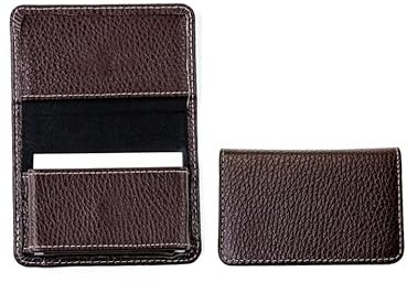 DELMON VARONE - Personalisierbares Visitenkartenetui XXL aus Premium Soft Grain Leder braun - Visitenkarten Etuis mit 1 großen Faltentasche für 40-50 Karten, Kartenetui für Damen & Herren