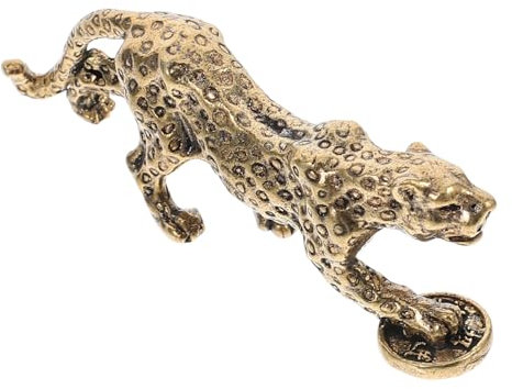 FUNOMOCYA Messing Leopard Figur Tier Statue Retro Design Schreibtisch Dekoration Kompakt Und Elegant