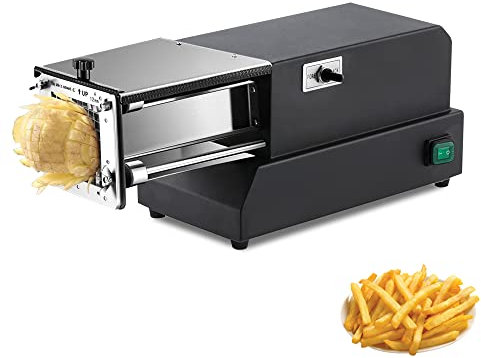 VQIGGTSS Cortador Comercial de Patatas Fritas, Cortador eléctrico de Patatas de 200W, máquina cortadora Profesional de Patatas Fritas de 8, 10, 12mm y 8 cuñas