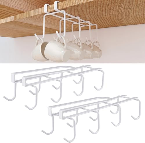 Pasdrucn 2 Stück Weinglashalter Unter Dem Schrank, Weinglas Halterung, Bar Zubehör Theke, Glashalter Wohnmobil, Gläser Regal, Gläserhalter Wohnmobil Für Küche, Restaurant Und Bar (Weiß)