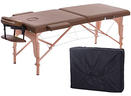 Table de massage portable pliable 213,4 cm extra large réglable en hauteur pour spa, salon de clinique avec sac de transport – 2 plis