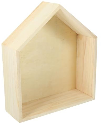 HAWILLOSCH Wandregal Aus Massivem Holz Fünfeckiges Schweberegal Hausform Für Wohnzimmer Schlafzimmer Dekorativer Aufbewahrungsboden Mittlere Größe