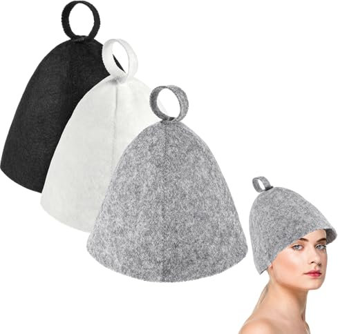 Yuanchu 3 Stück Saunahut Filz, Sauna Mütze Filzhut Saunakappe Gegen Hitze Saunamütze Aus Filz Universelle Größe Sauna Hut Wellness Dusche Sauna Zubehör Für Damen Herren Kopfschutz