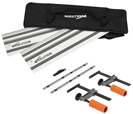 Evolution ST1400-G2 55 Circular Saw Guide Rail/Track | Universal Fit: Makita, Bosch, Festool, Triton, Metabo | 55/4.6ft (1.4m) | Includes Self-Aligning Bars, 2x Track Clamps, Hex Key & Carry Bag