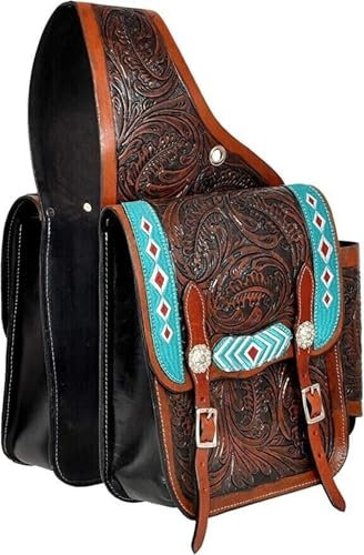 EQUIEMPRESS Western Satteltasche aus Leder für Pferde | Reitspaß, Wanderritt, geeignet für Reiten und Fassrennen | Satteltasche mit verstellbarem Riemen, Größe: 10x10x3 AZ-11