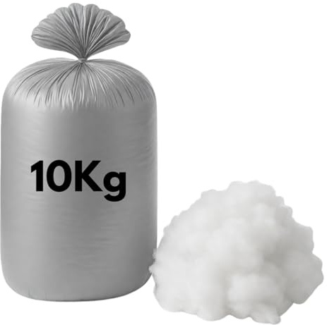 Ariyah Collections Polyester Fluff Soft Fibre Pillow Stuffing 10kg, Plush Fill Bean Bag Filler Hollowfibre Stuffing, White Fluff Fiberfill Cushion Filler (10kg)