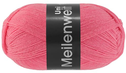 Lana Grossa MeILENWEIT 100 g UNI 4 gomitoli di lana per calze, in tinta unita, 420 m, colore: 1395 – Lampone