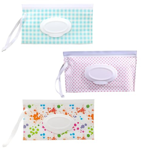 SGERUFZ Boite Lingettes Humides, 3 boîtes Réutilisables et Portables, Distributeur Lingettes Humides, Pochette Bébé
