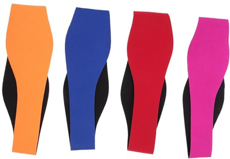 GRIRIW 4pcs Adjustable Swim Headband Ear Cover Set for Swimming, Breathable Swimmers Ear Protection Bands in Pink, Orange, Blue, and Red – Suitable for Bathing and Water Sports