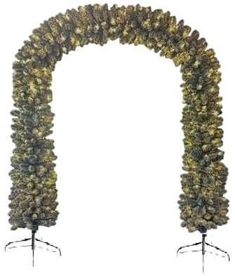 Arco innevato bianco grande albero di natale con 420 Luci LED ALTO 240x200 per porte entrate folto con 1166 Cime ghirlanda Piedi Metallo Resistenti festone albero di natale Decorazione Negozi ed Event