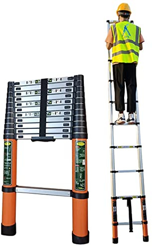 CLSDRZC Teleskopleiter für 6,2 m/ 5 m/ 4,1 m/ 3,8 m/ 3,2 m/ 2,6 m Dachzelt, Aluminium-Verlängerungs-Teleskopleiter für Dachboden, Wohnmobil, Dachboden, Außenbereich, Traglast 150 kg