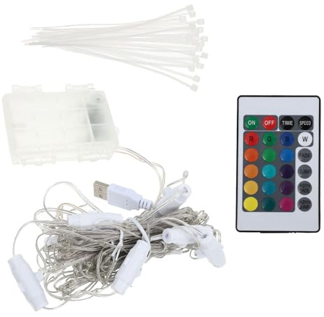 Yardenfun 104 LED Waterproof RGB Umbrella String Lights 16 Colors, Outdoor Patio and Garden Decorative LED Light Strip for Parasol and Camping Use (no Battery)