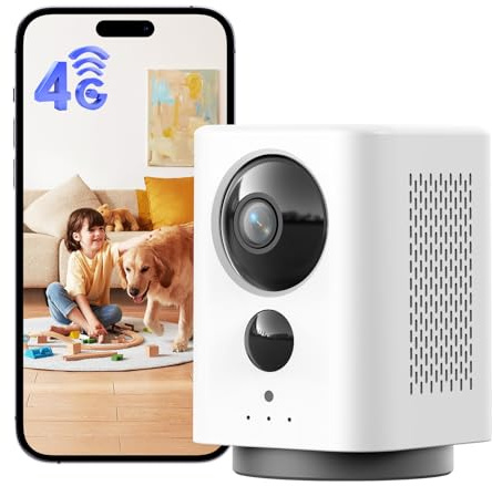 NUASI 4G Camara Vigilancia Interior con Tarjeta Sim,7800mAh Batería