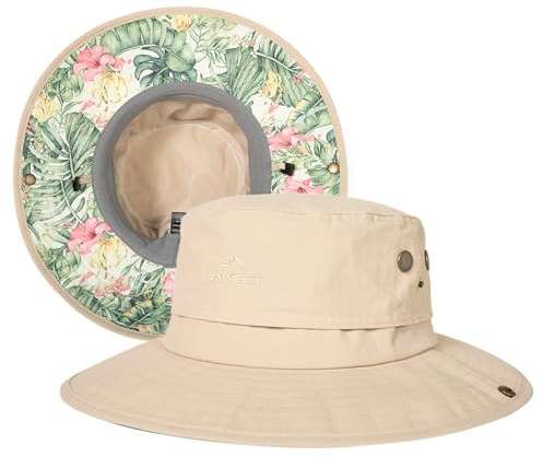 TOP-EX Solhatt för damer med hästsvans, vattentät UV 50 fiskarhatt, Sandbeige/trädgård, M-L
