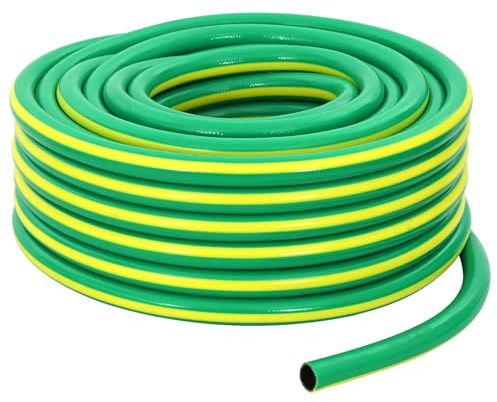 sephironlbb Tubo da giardino a 5 strati, verde e giallo, 1 pollice, 30 m, in PVC, flessibile, anti-piega, ad alta resistenza alla pressione, per irrigazione, pulizia, lavaggio auto, giardino, terrazza