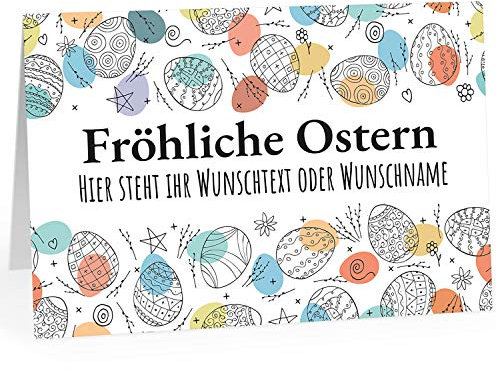 Große XXL Grußkarte zu Ostern (DIN A4) SELBER GESTALTEN - Frohe Ostern mit Wunschtext oder Wunschname - mit Umschlag/Edle Design modern Vintage Klappkarte/Ostergruß/Ostern/Osterfest/Extra Groß