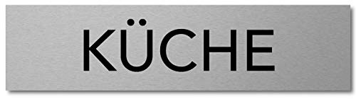 Interluxe Türschild KÜCHE aus Aluminium, selbstklebend, 200x50x3mm modernes Schild für Haus, Wohnung, Restaurant, Hotel, Krankenhaus, Praxis, Firma