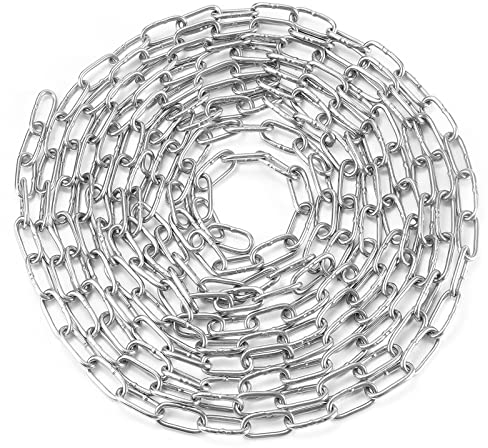 hannger Stainless Steel Chain, 3MM by 10M Small Strong Chain Link Chain, Light Duty Chainlink Utility Metal DIY Decorative Chain Camping Pet Dog Chain Hanging Chain for Bird Feeder Planters Signs