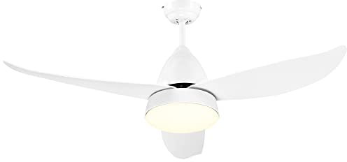 HOMCOM Reversible Ceiling Fan with Light, 3 Blades Indoor Modern Mount White LED Lighting Fan with Remote Controller, for Bedroom, Living Room, White