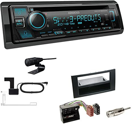 Kenwood KDC-BT960DAB 1-DIN Autoradio CD-Tuner mit Bluetooth Digitalradio DAB+ inkl. Einbauset passend für Ford Kuga 2008-2012 schwarz