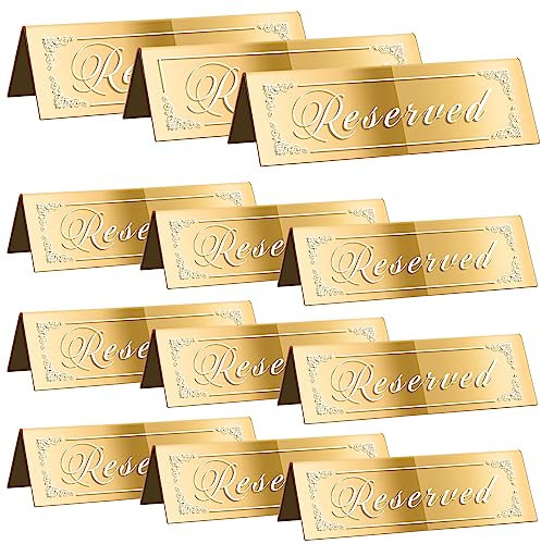 CWJCYTNSN Tischschilder aus Acryl, Vintage-Stil, verspiegelt, für Hochzeit, Geburtstag, Party, Event, Restaurant, goldfarben, 12 Stück