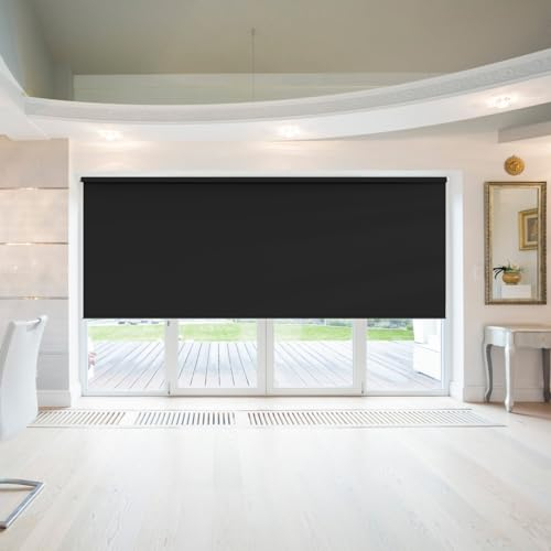 Rollo Thermorollo 30 x 240 cm, Sichtschutz und Sonnenschutz Blickdicht, Blickdicht Jalousie, inklusive Montagematerial, für Fenster und Tür, Schwarz