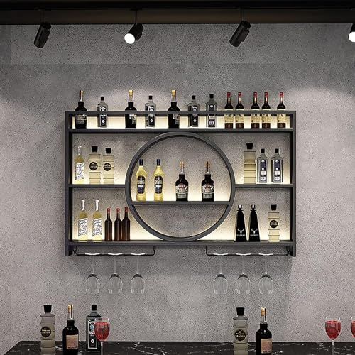 EudoER Modernes Weinregal aus Metall, Wandmontage, Bar-Einheit, schwebende Regale, Weinregale, Glasregal, Eisen-Display-Ständer, Weinhalter mit Regalen, für Zuhause, Restaurant, Bars (100cm)