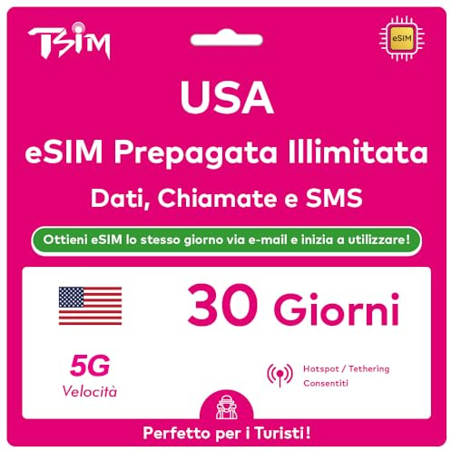 USA eSIM 30 Días. Red T-Mobile con Datos Ilimitados de Alta Velocidad, Llamadas Locales y Mensajes en USA (Hawái Incluido). Obtén eSIM Mismo Día por Correo Electrónico y Comienza a Usar Inmediatamente