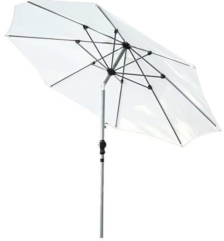 Sonnenschirm 270cm, Strandschirm mit 8 Rippen, Kurbel Terrassenschirm UV-Schutz, Neigbar Balkonschirm für Garten Pool (Color : Beige)