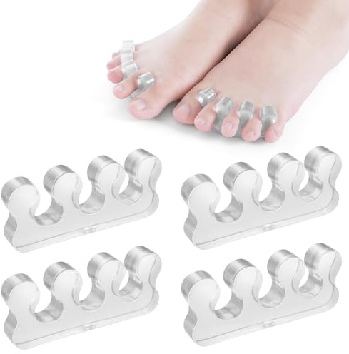 Sibba 4 stycken tåseparatorer, nagellack, tåseparator, damer silikon, fingerspridare, silikon, tåseparator, silikon, tåavskiljare för hemmet, salonganvändning, fötter, plattång, korrigerare