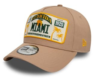 New Era License Plate Eframe Adjustable Cap Miami Beige, Size:OneSize