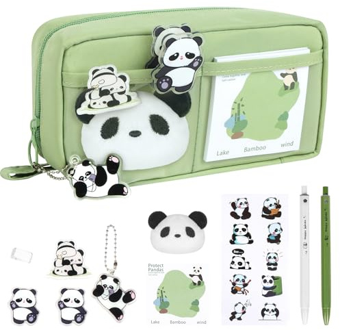 OFFCUP Federmäppchen Panda Mäppchen Große Kapazität, Pencil Case Teenager Stiftetasche Tragbare Schreibwaren Tasche, Federtaschen Schlampermäppchen mit Reißverschluss Federmappe für Schule Büro