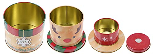 PRETYZOOM Caja de Navidad Creativa de Tres Caja de Dulces de Hojalata para Navidad para Almacenar Dulces