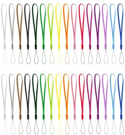 LEEQ 32pcs Cordon avec dragonne pour téléphone portable, Dragonne de poignet en nylon pour téléphone portable, clé USB, lecteur MP3, MP4, mini-appareil photo