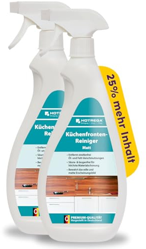 HOTREGA Küchenfronten Reiniger Matt 1,5 L | Entfernt Fett & Fingerabdrücke | Pflege für matte Oberflächen aus Lack, Kunststoff oder Edelstahl | Streifenfrei ohne Nachpolieren | 1500 ml Vorratspack