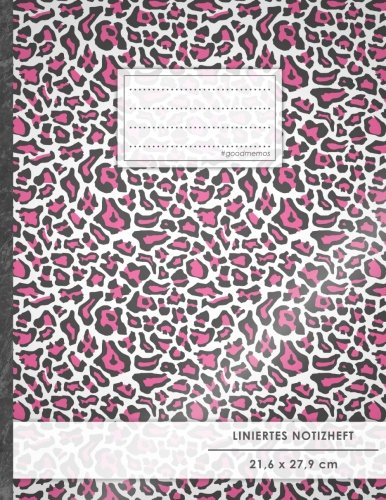 Liniertes Notizbuch • A4-Format, 100+ Seiten, Soft Cover, Register, Mit Rand, „Pinkes Leopardenmuster“ • Original #GoodMemos Lined Notebook • Perfekt ... Schulheft, Übungsheft, Lineatur 27