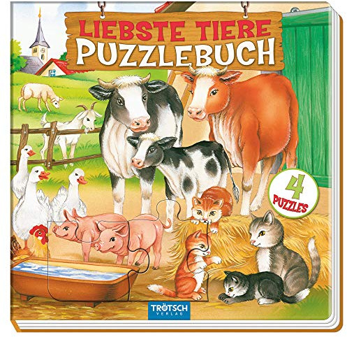 Trötsch Puzzlebuch mit 4 Puzzle Liebste Tiere: Beschäftigungsbuch Entdeckerbuch Puzzlebuch
