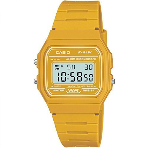 Casio Reloj Cuarzo Unisex 37.00mm con dial Digital LCD y Correa de Plastic/Resin Strap Amarillo F-91WC-9AEF