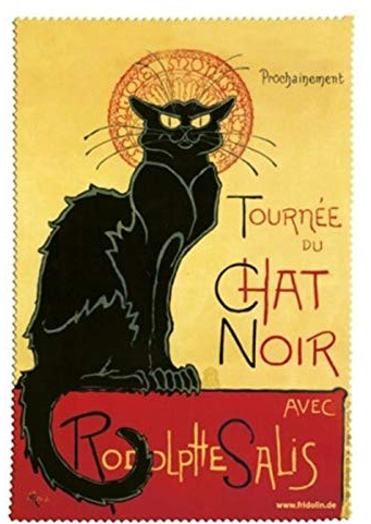 Fridolin 18896 Brillenputztuch Chat Noir, Stoff, bunt, 18 x 12,5 x 1 cm