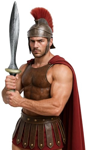 FIESTAS GUIRCA | Spartanische Schwert Attrappe (70 cm) – Kostümzubehör für griechische römische Krieger Thermopylae Leonidas Karneval Halloween – Erwachsene Kinder – Silber Gold