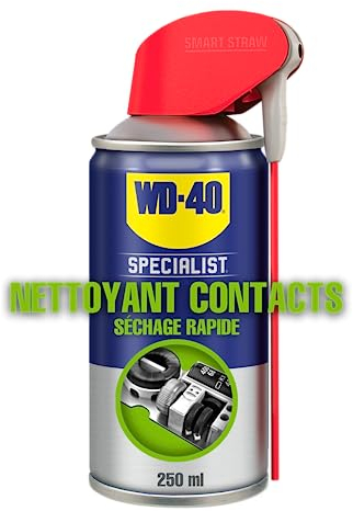 WD-40 Specialist • Nettoyant Contact • Spray Double Position • Elimine huile, dépôts gras, poussière, saleté, résidus de flux et condensation • Séchage Rapide • Non conducteur • 250 ML