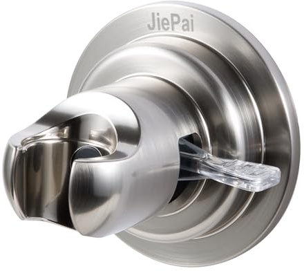 JiePai Suction Cup Shower Head Holder, Adhesive Suction Handheld Shower Head Holder Bracket,Removable Wall Mount Head Holder for Bathroom,Brushed Nickel