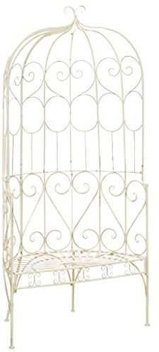 vidaXL Gartenbank Antik Sitzbank Eisenbank Metallbank Parkbank Gartenmöbel Terrassenbank Außenbank Terrassenmöbel Deko 95cm Eisen Antikes Weiß
