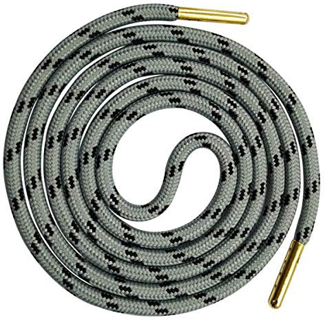 TikTako Metal Head athletischer Sport Runde Shoelaces Fit All Sport Laufschuhe Schnürsenkel-Wellen-Punkt Striped Polyester Schnürsenkel, 04 Hellgrau Schwarz, 120cm