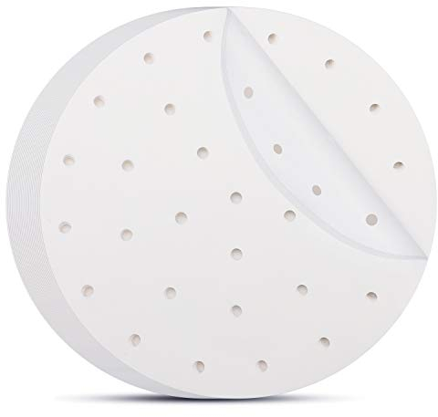 Beasea Air Fryer Disposable Paper Liners Round, 9 Inch 100 Pack Air Fryer Parchment Paper Non Stick Bamboo Steamer liners - Pre Cut Perforated Parchment Paper For Air Fryer, Bamboo Steamer White