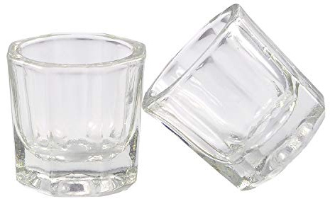 Geviro 2er-Pack Nail Art Glas Kristall Bowl Cup Glas Dappen Dish Schüssel Nagel Werkzeuge Nail Art Transparent Cup für Acrylpulver