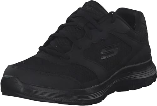 Skechers Herren Flex Advantage 4.0 Sneaker, Black Leather Mesh Pu Black Trim, 47.5 EU