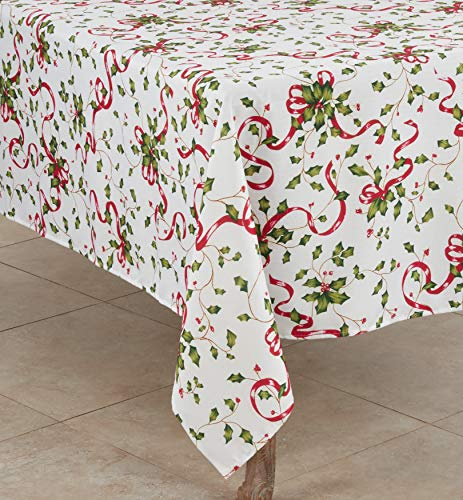 SARO LIFESTYLE 3175.M70S - Tovaglia natalizia con agrifoglio e nastro, 100% poliestere, multicolore